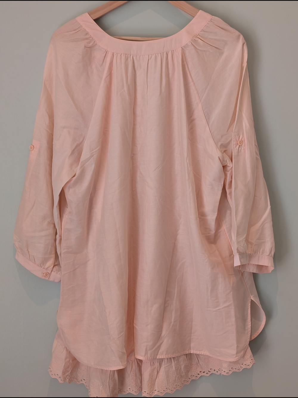 Light Pink Women's Layered Button V-Neck Tunic Top - Picture 8 of 9
